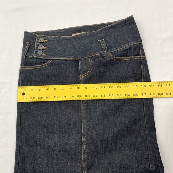 Paris Blues Denim Maxi Skirt Dark Wash Flared 90s Y2K Juniors Size 3 - Picture 14 of 14
